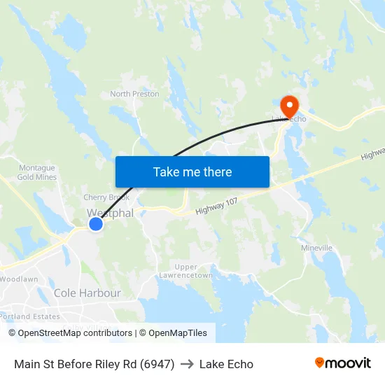 Main St Before Riley Rd (6947) to Lake Echo map