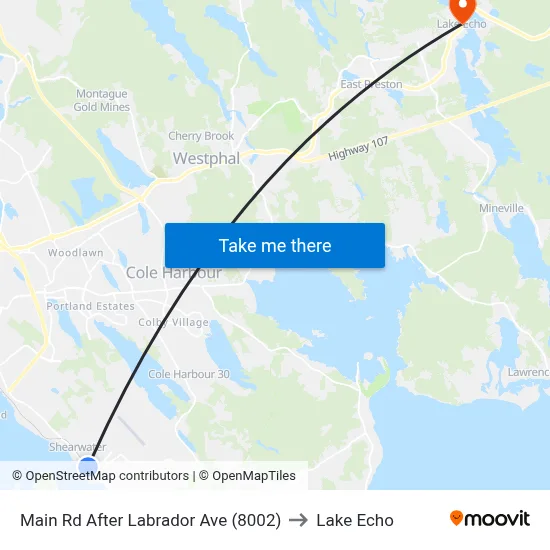 Main Rd After Labrador Ave (8002) to Lake Echo map