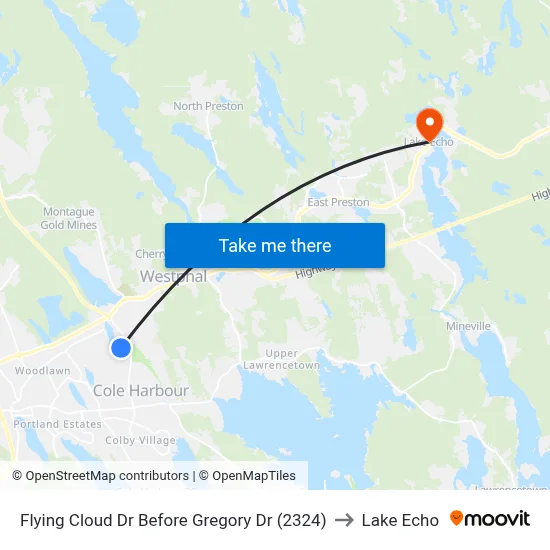 Flying Cloud Dr Before Gregory Dr (2324) to Lake Echo map