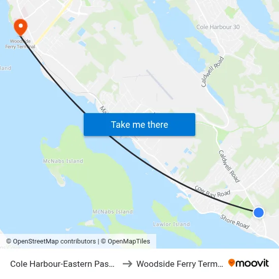 Cole Harbour-Eastern Passage to Woodside Ferry Terminal map