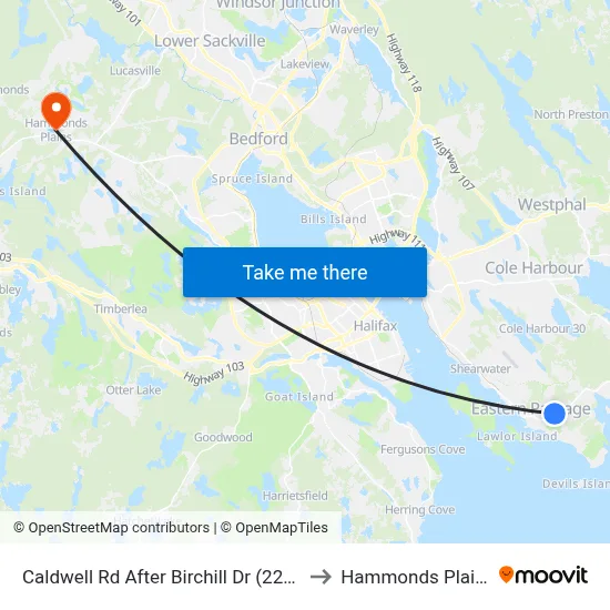 Caldwell Rd After Birchill Dr (2218) to Hammonds Plains map