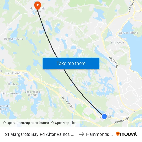 St Margarets Bay Rd After Raines Mill Rd (2328) to Hammonds Plains map