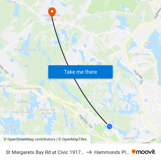 St Margarets Bay Rd at Civic 1917 (2330) to Hammonds Plains map