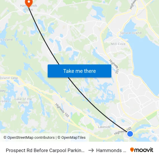 Prospect Rd Before Carpool Parking Lot (2353) to Hammonds Plains map