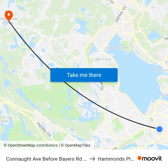 Connaught Ave Before Bayers Rd (2389) to Hammonds Plains map