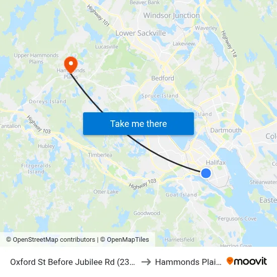 Oxford St Before Jubilee Rd (2308) to Hammonds Plains map