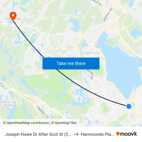 Joseph Howe Dr After Scot St (2325) to Hammonds Plains map