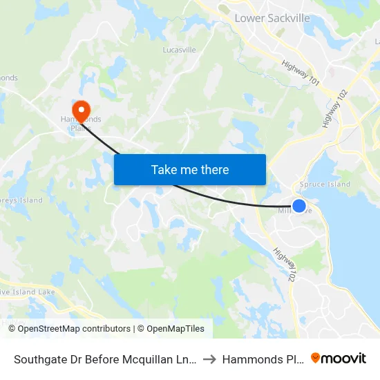 Southgate Dr Before Mcquillan Ln (2358) to Hammonds Plains map