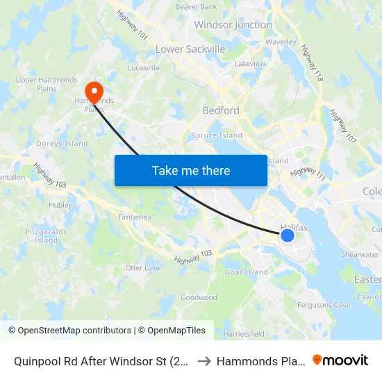 Quinpool Rd After Windsor St (2364) to Hammonds Plains map