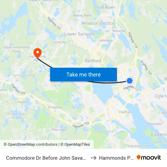Commodore Dr Before John Savage (2366) to Hammonds Plains map