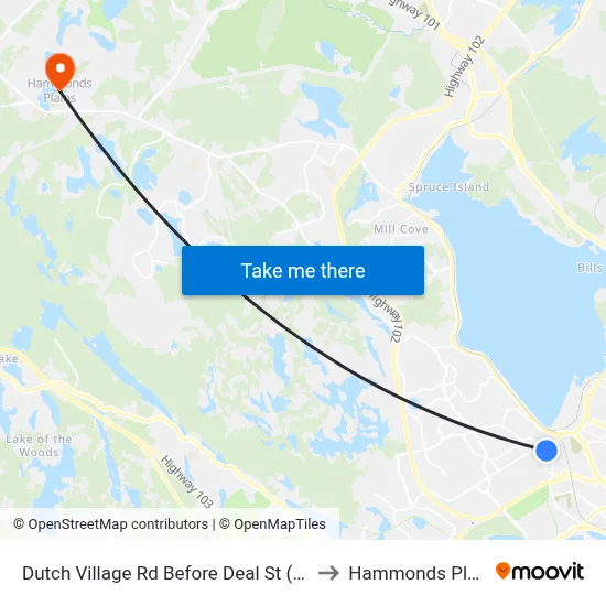 Dutch Village Rd Before Deal St (6615) to Hammonds Plains map