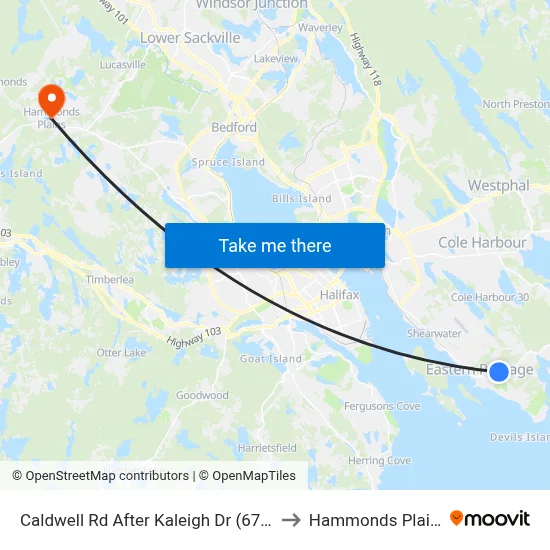 Caldwell Rd After Kaleigh Dr (6789) to Hammonds Plains map