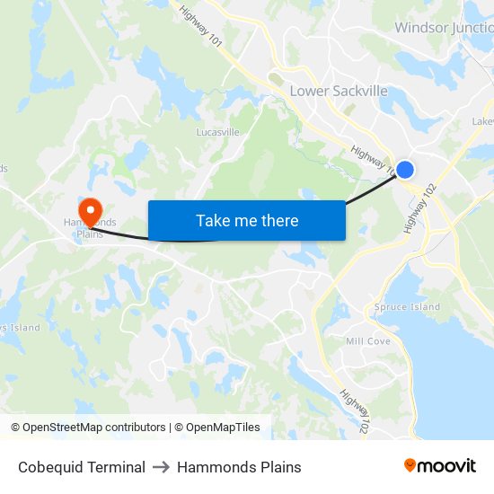 Cobequid Terminal to Hammonds Plains map