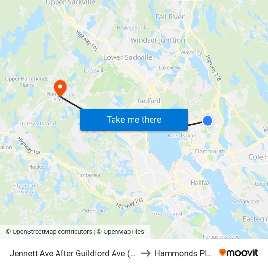 Jennett Ave After Guildford Ave (2289) to Hammonds Plains map