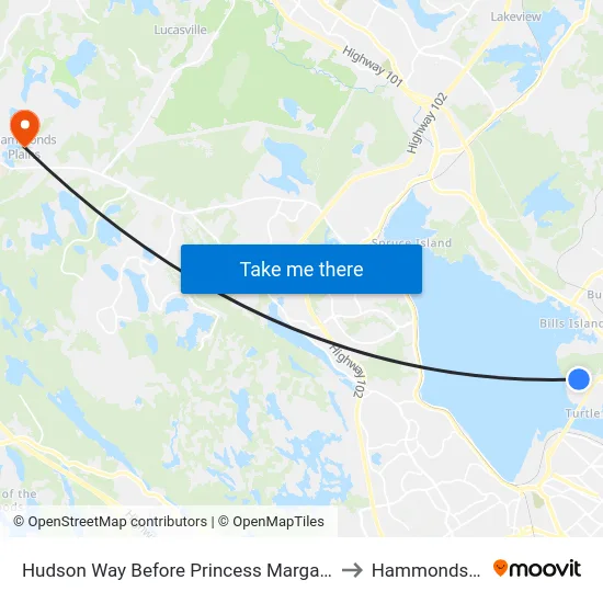 Hudson Way Before Princess Margaret Blvd (2298) to Hammonds Plains map