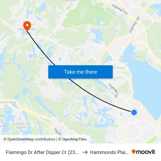 Flamingo Dr After Dipper Cr (2302) to Hammonds Plains map