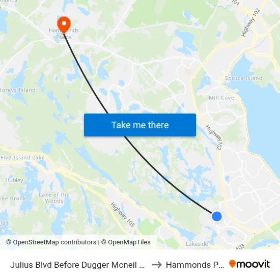Julius Blvd Before Dugger Mcneil Dr (2317) to Hammonds Plains map