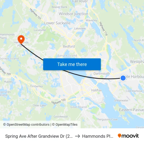 Spring Ave After Grandview Dr (2272) to Hammonds Plains map