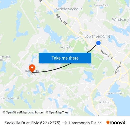 Sackville Dr at Civic 622 (2275) to Hammonds Plains map