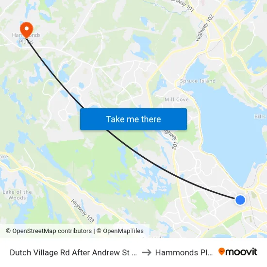 Dutch Village Rd After Andrew St (2362) to Hammonds Plains map