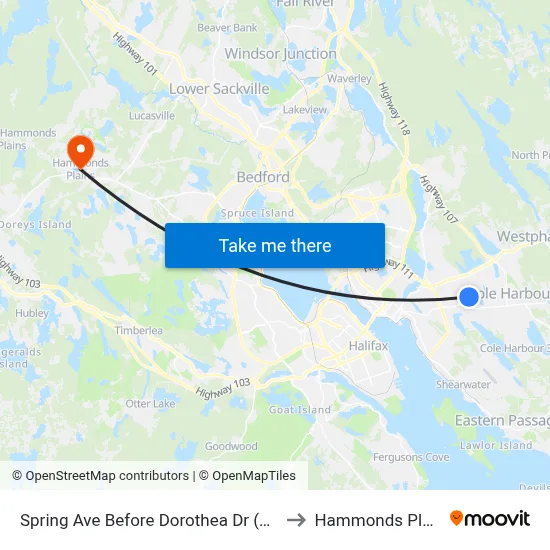 Spring Ave Before Dorothea Dr (2365) to Hammonds Plains map