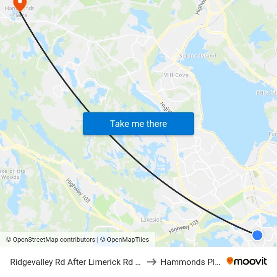 Ridgevalley Rd After Limerick Rd (8167) to Hammonds Plains map