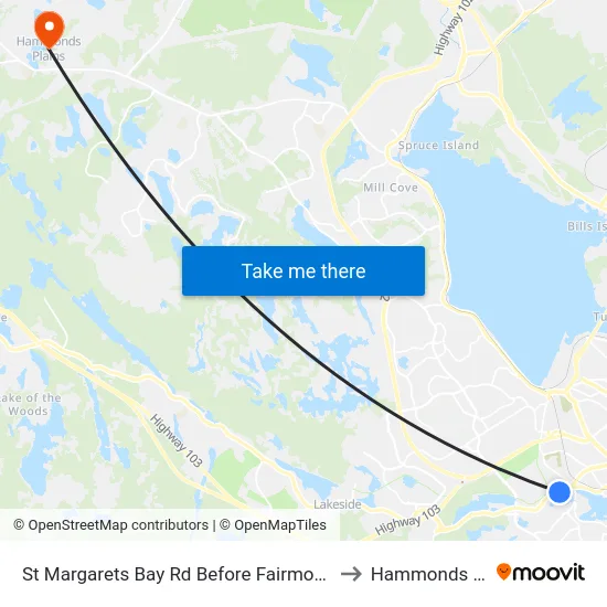 St Margarets Bay Rd Before Fairmount Rd (6159) to Hammonds Plains map