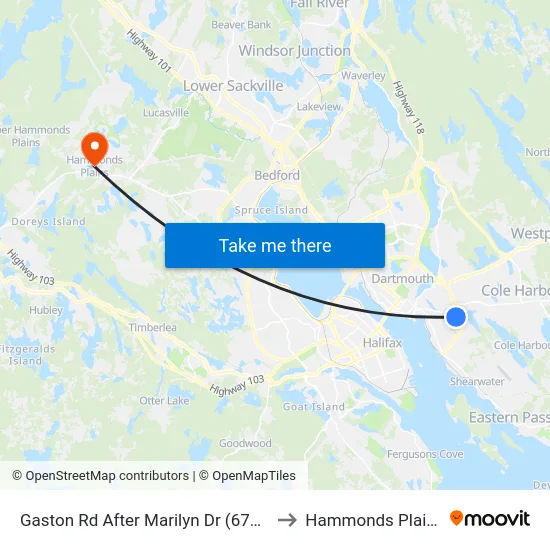 Gaston Rd After Marilyn Dr (6727) to Hammonds Plains map