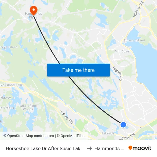 Horseshoe Lake Dr After Susie Lake Cr (6378) to Hammonds Plains map
