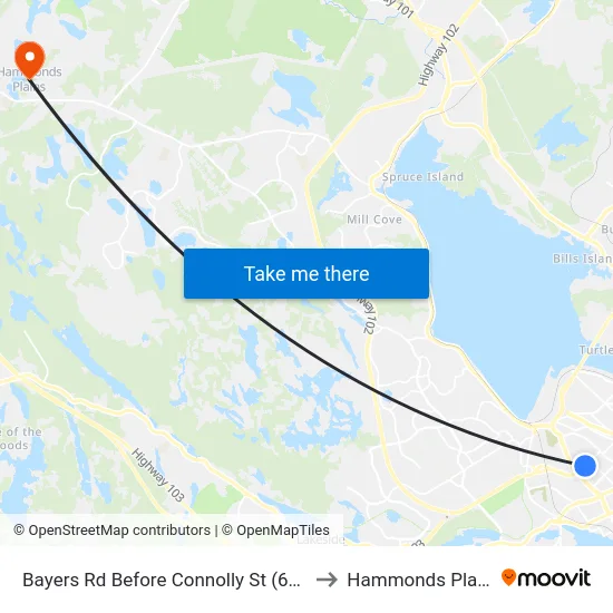 Bayers Rd Before Connolly St (6201) to Hammonds Plains map