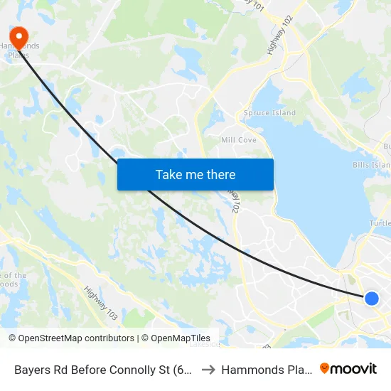 Bayers Rd Before Connolly St (6203) to Hammonds Plains map