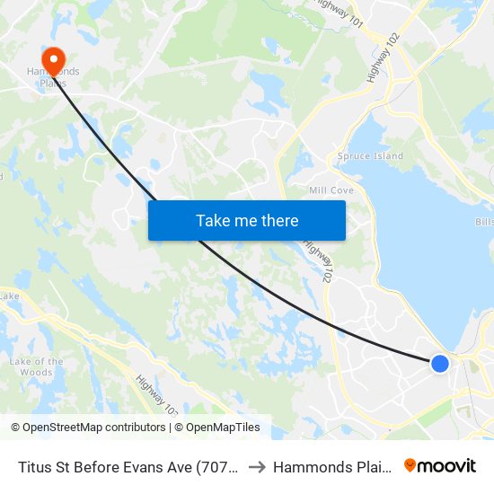 Titus St Before Evans Ave (7079) to Hammonds Plains map