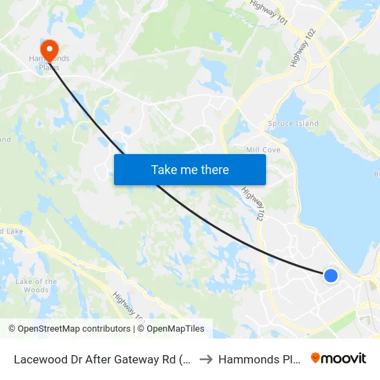 Lacewood Dr After Gateway Rd (7074) to Hammonds Plains map