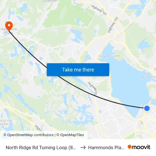 North Ridge Rd Turning Loop (8165) to Hammonds Plains map