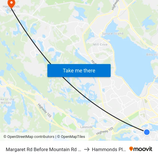 Margaret Rd Before Mountain Rd (7182) to Hammonds Plains map
