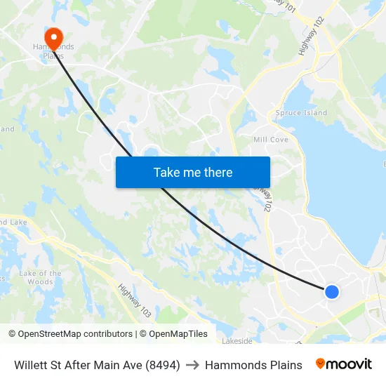 Willett St After Main Ave (8494) to Hammonds Plains map
