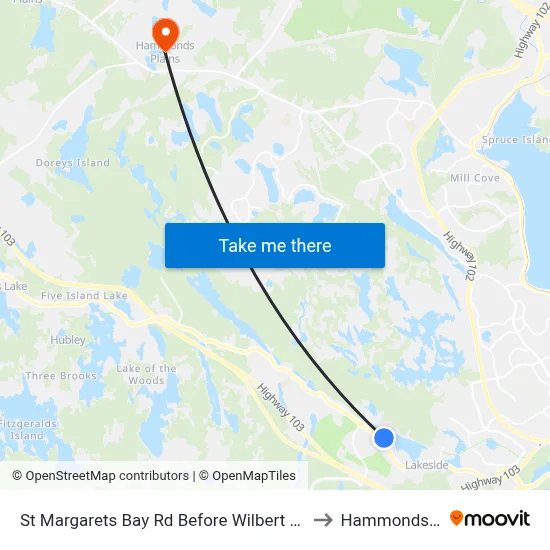 St Margarets Bay Rd Before Wilbert Devoe Cr (6148) to Hammonds Plains map