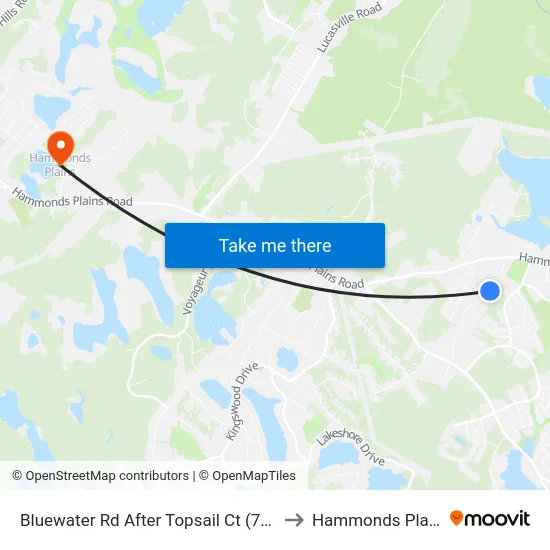 Bluewater Rd After Topsail Ct (7212) to Hammonds Plains map