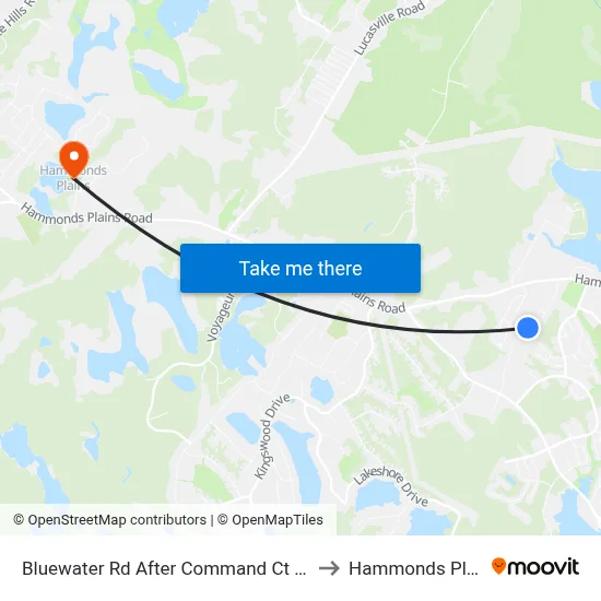 Bluewater Rd After Command Ct (7216) to Hammonds Plains map