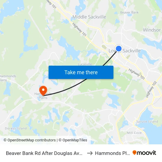 Beaver Bank Rd After Douglas Ave (6215) to Hammonds Plains map