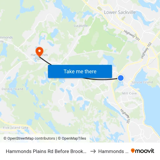 Hammonds Plains Rd Before Brookshire Ct (6818) to Hammonds Plains map