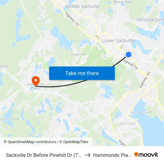 Sackville Dr Before Pinehill Dr (7327) to Hammonds Plains map
