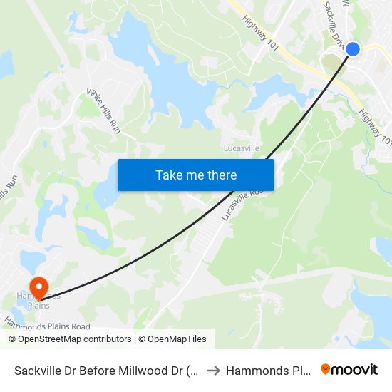 Sackville Dr Before Millwood Dr (7322) to Hammonds Plains map