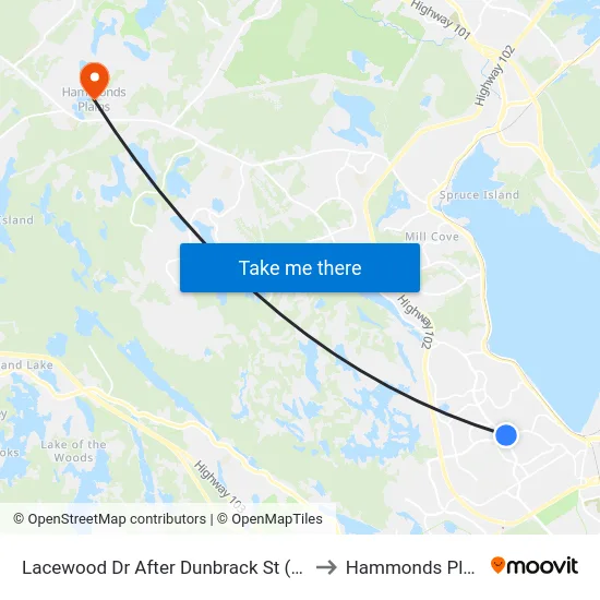 Lacewood Dr After Dunbrack St (7067) to Hammonds Plains map