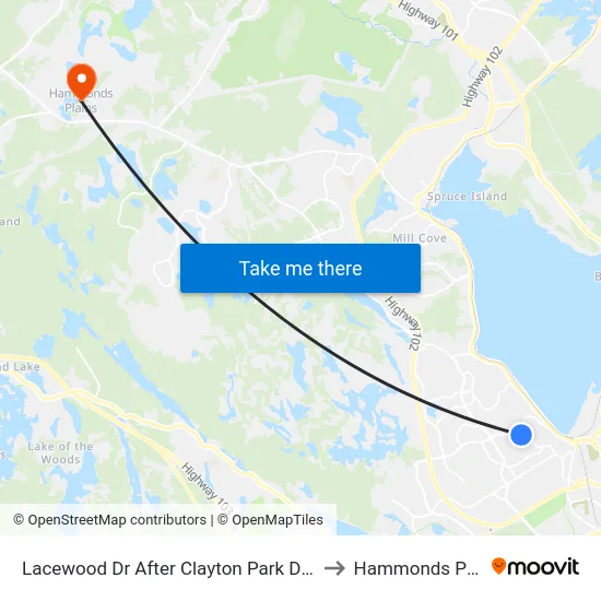 Lacewood Dr After Clayton Park Dr (7066) to Hammonds Plains map