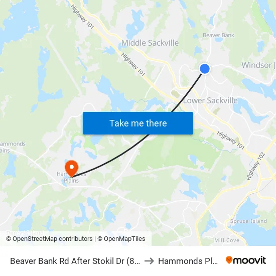 Beaver Bank Rd After Stokil Dr (8710) to Hammonds Plains map