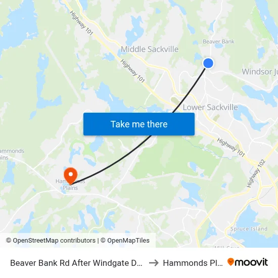 Beaver Bank Rd After Windgate Dr (8711) to Hammonds Plains map