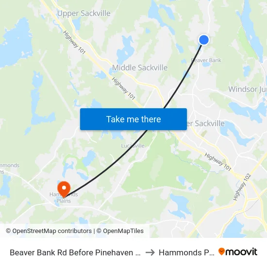 Beaver Bank Rd Before Pinehaven Dr (8716) to Hammonds Plains map