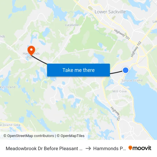 Meadowbrook Dr Before Pleasant St (7193) to Hammonds Plains map