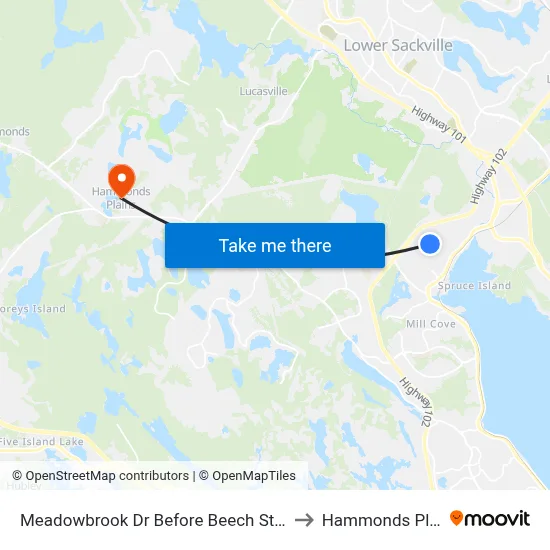 Meadowbrook Dr Before Beech St (7191) to Hammonds Plains map